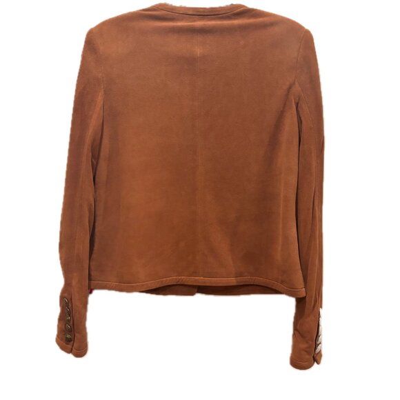 Elie Tahari Suede Military Jacket Amber Color Women's Size S NEW - Picture 3 of 12